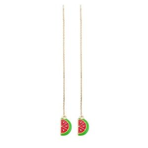 Dainty Watermelon Chain Threader Earrings
